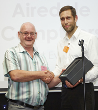 Keith from Airedale Computers is presented one of the first ever ShopTalk National IT Reseller Awards by Senior Account Manager, Tim Eley