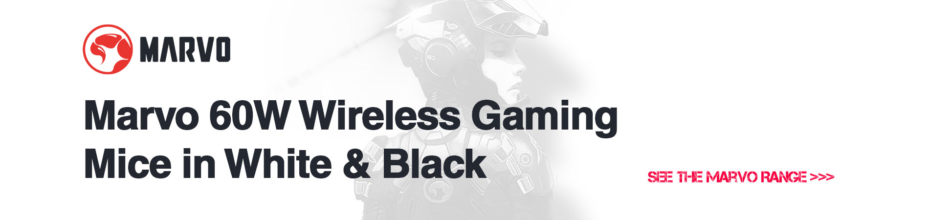 Marvo 60W Wireless Gaming Mice in White and Black