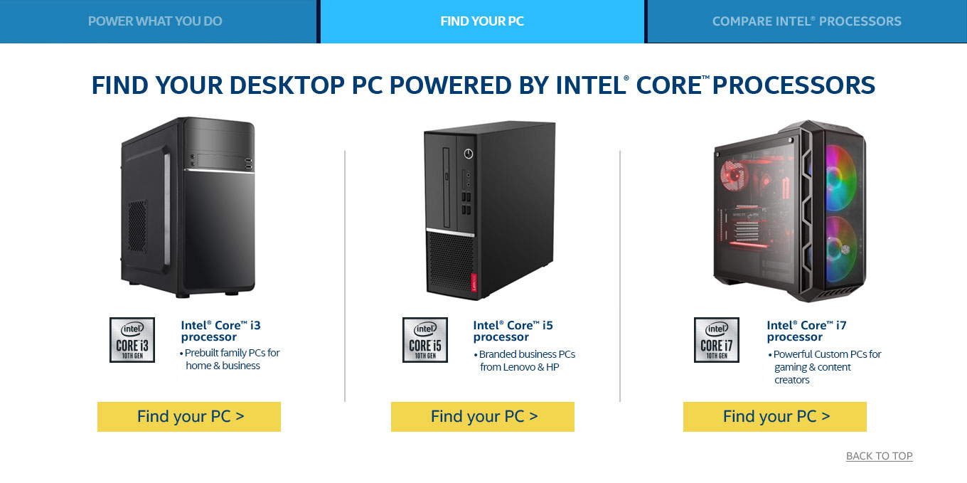 Desktop pCs powered by 10th Gen Intel Core Processors at Target